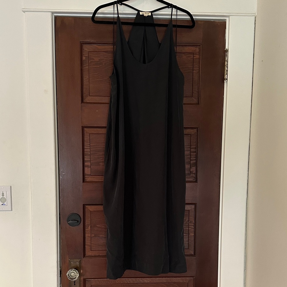 Silence + Noise Sculpted Simple Black Slip Dress
